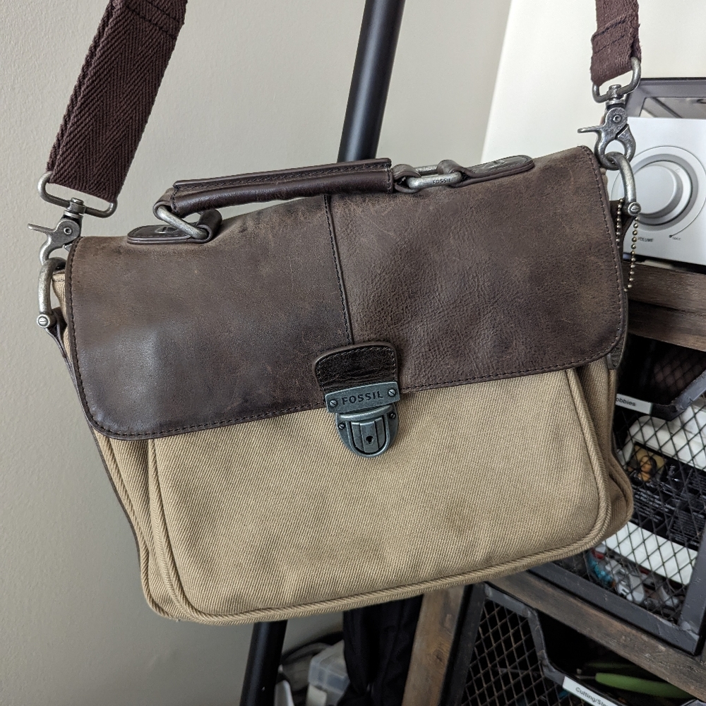 Twill Leather Fossil Messenger Bag